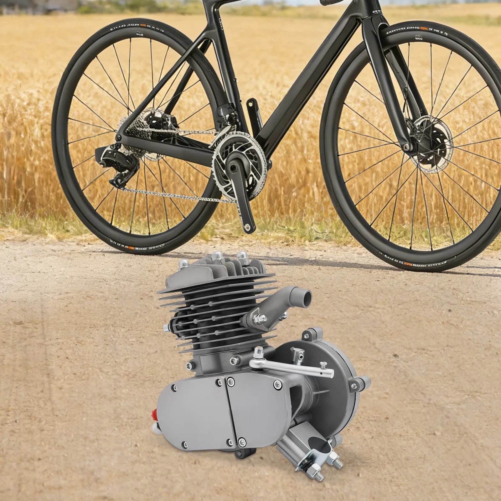 80CC 2-Takt Fahrradmotor-Kit, 2,2KW Benzin-Zusatzmotor mit Schalldämpfer & CDI-Zündung