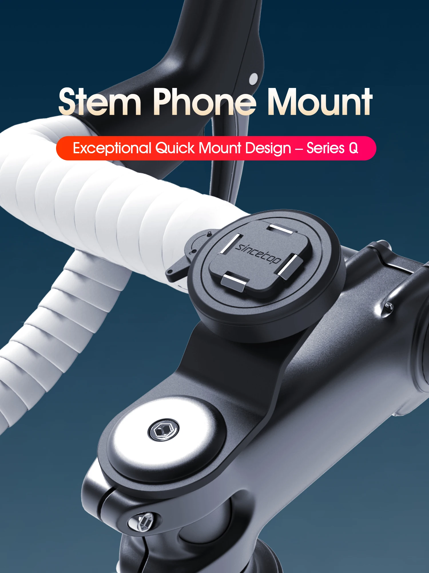 Bike Phone Mount,Bicycle Stem Phone Holder,Universal Aluminum MTB/RoadBike Cycling Phone Clamp Lock,Quick Attach/Detach-Series Q