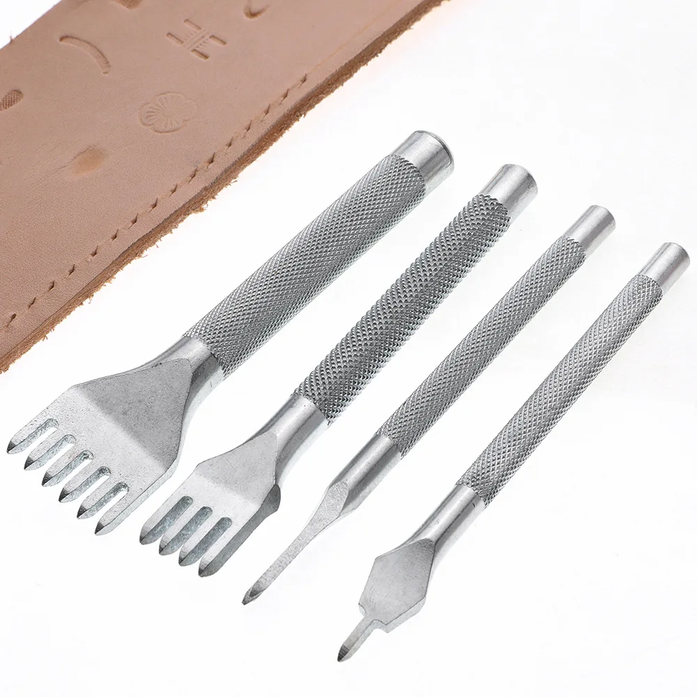 

Премиум 1/2/4/6 зубцов серебряный кожаный ремесленный инструмент ручка противоскользящий дырокол набор долот