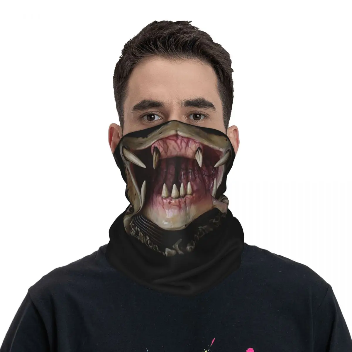 Alien Predator Mouth Bandana Neck Gaiter Printed Mask Scarf Warm Cycling Scarf Hiking Fishing Unisex Adult Breathable