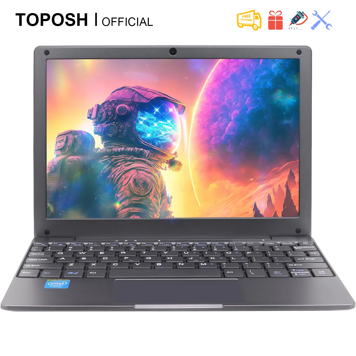 TOPOSH 10.1-inch Mini Laptop Celeron J4125 Quad Core 12G RAM 512GB SSD Easy to Carry Windows11 Office Notebook Computer Portable