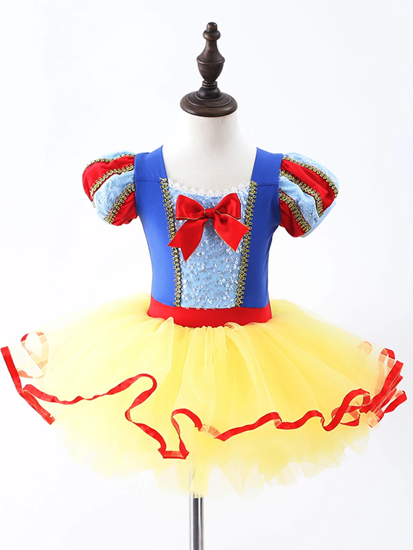 Toddler Girls Tutu Dresses Strap Shiny Tulle Ballet Leotard Ballerina Costume for Dance Big Bow Sequined Decors Children Dress