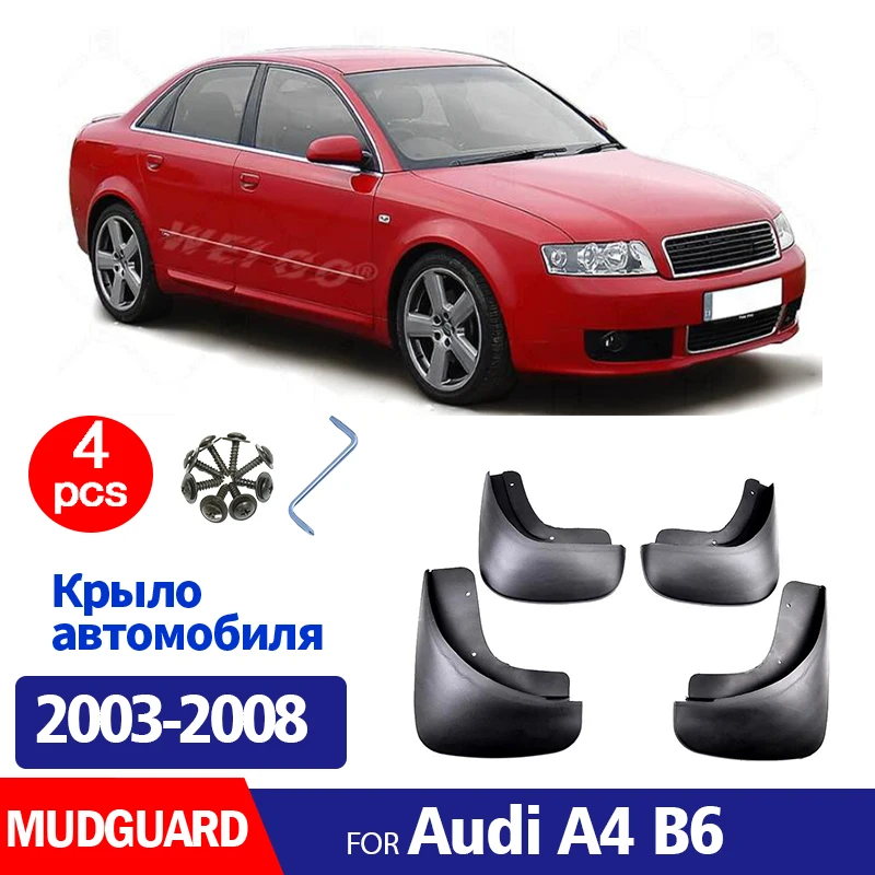 FOR Audi A4 B6 2003 2004 2005 2006 2007 2008 Mudguard Fender Mud Flaps Guards Splash Mudflaps Car Accessories Front Rear 4pcs