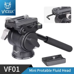 VICELK VF01 Mini Fluid Video Head Protable Panoramic Hydraulic Head with Arca Swiss QR Plate for Dslr Camera Phone Load 3kg