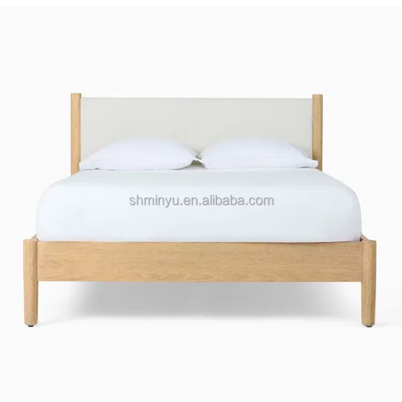 Contemporary Mid-Century Style Solid Oak Bed Frame for Bedroom Beautiful French Den Wall Bed in King or Queen Size