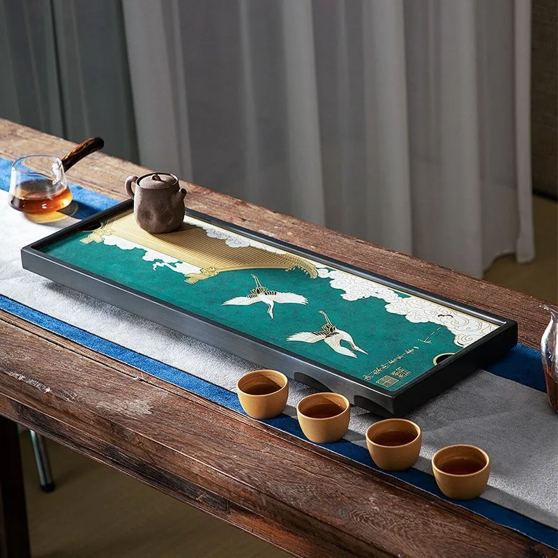 Zhu Bingren Copper Auspicious Crane Tea Tray Handmade Fruit Tray For Living Room Entrance Study Tea Accessory Home Gift