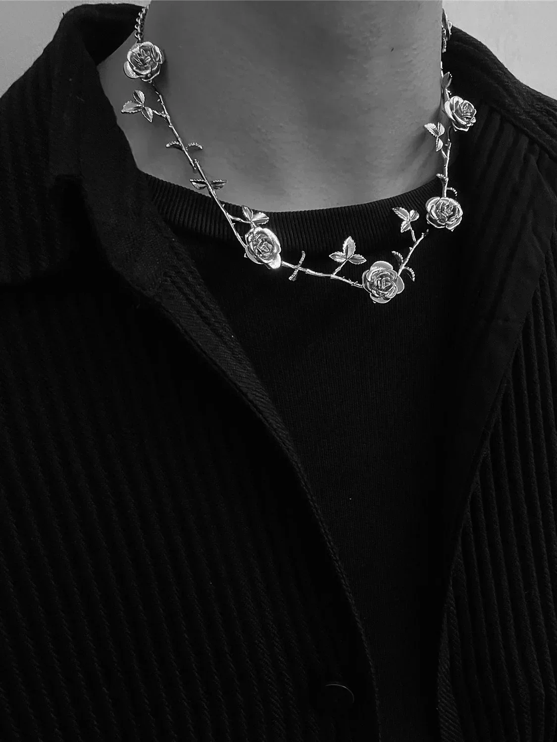 

925 necklace rose couple sterling silver necklace for men and women light luxury high-end hip-hop accessories men necklace