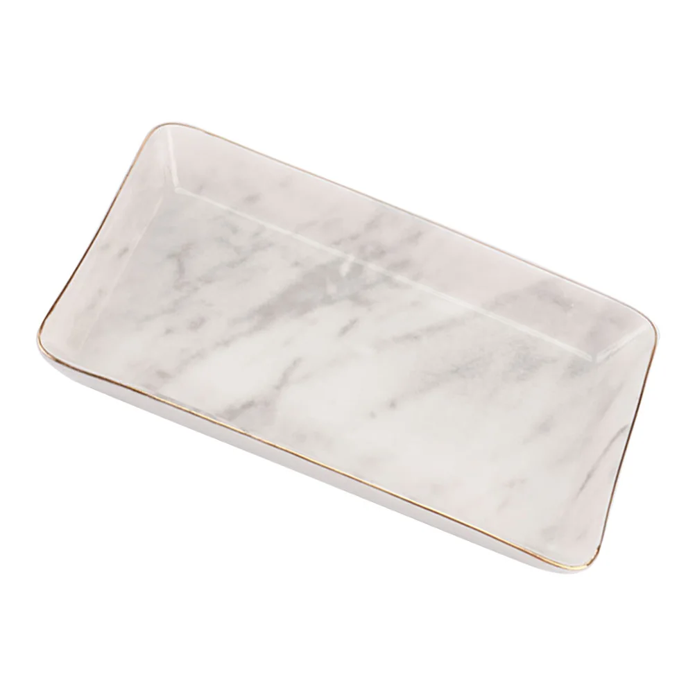 Large Size Ceramic Jewelry Plate Marble Pattern Nordic Ring Dish Organizer for Jewelry Storage and Home Decoration