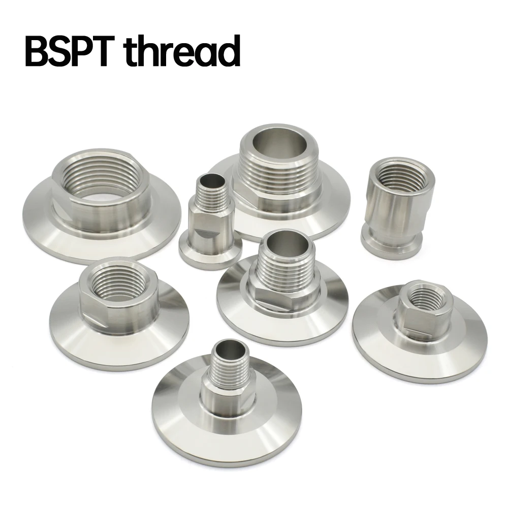 

1/4 " 1/2 "3/4" 1 "BSPT Male And Female Thread TC25.4 50.5 64mm Three Clip SS304 Stainless Steel Pipe Fitting Connection Adapter