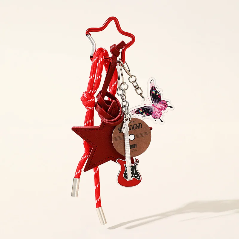 Porte-clés avec lanière pour guitare électrique, nouvelle série créative et Cool, pendentif de sac gratuit pour fille, pendentif exquis, accessoires polyvalents