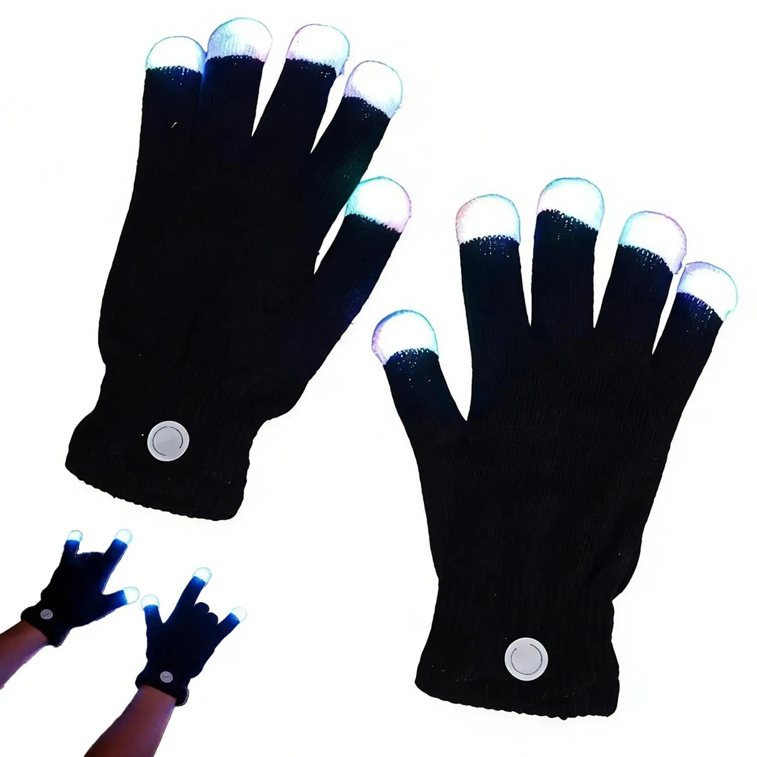 

1 пара светодиодных перчаток с подсветкой на палец, светящиеся перчатки Rave, мигающий рождественский подарок, костюм на Хэллоуин, вечерние сувениры