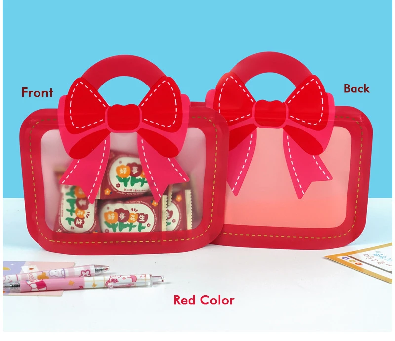 30 Stück Bogen-Snack-Verpackungsbeutel, tragbares Design, Kosmetik, Süßigkeiten, kleine Gegenstände, Aufbewahrung, selbstklebende Cartoon-Bogen, tragbare Geschenktüte – Detail 6