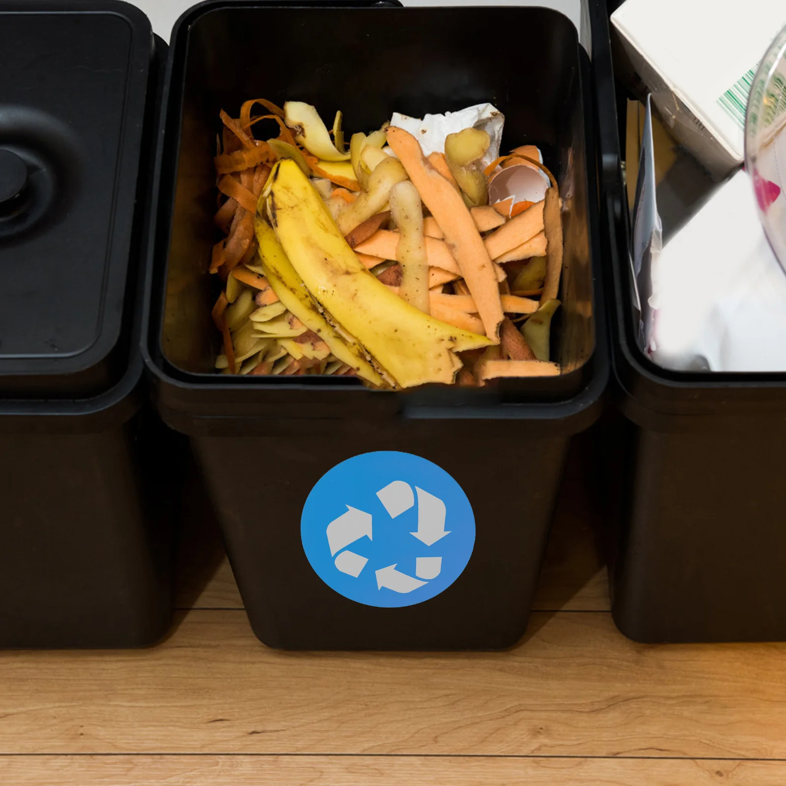 12Pcs Waste Sorting Stickers PVC Self Adhesive Removable Trash Can Recycling Labels for Garbage Bin Trash Sorting Label Sticker