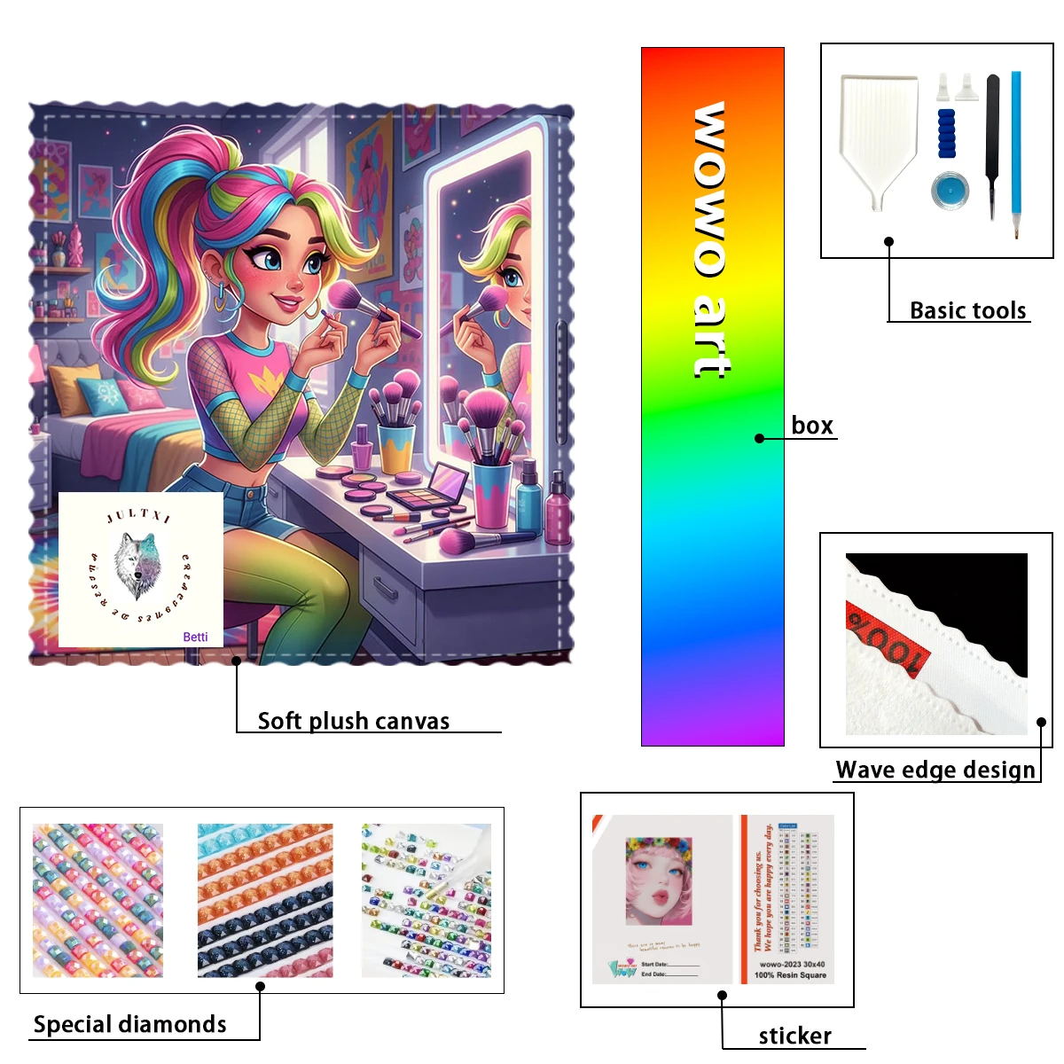 

【Betti_ Diamond Art】The girl wearing makeup Crystal AB Rhinestone FD Rhinestone Perfect Resin Diamond