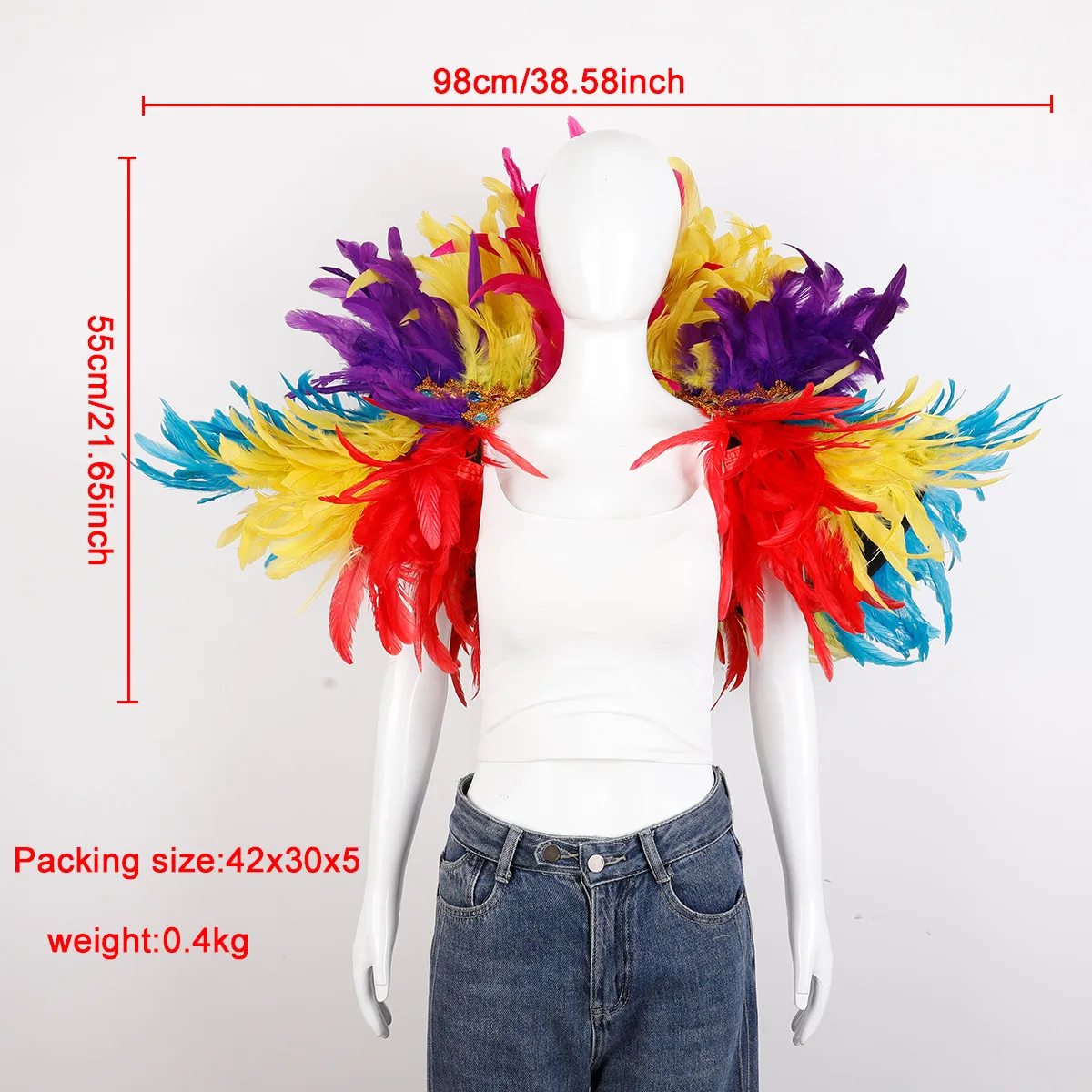 Feder Schal Halloween Karneval Kostüm Runway Leistung Ball Weste Schal Mantel Party Schal Cosplay Frau Schal – Detail 1