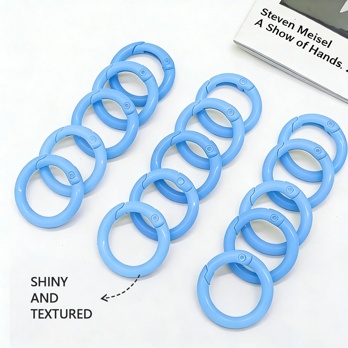 5/10 unidades de mosquetones redondos de aleación de zinc azul lago de 25 mm con gatillo y anilla en O para llaveros, bolsos, carteras y accesorios DIY