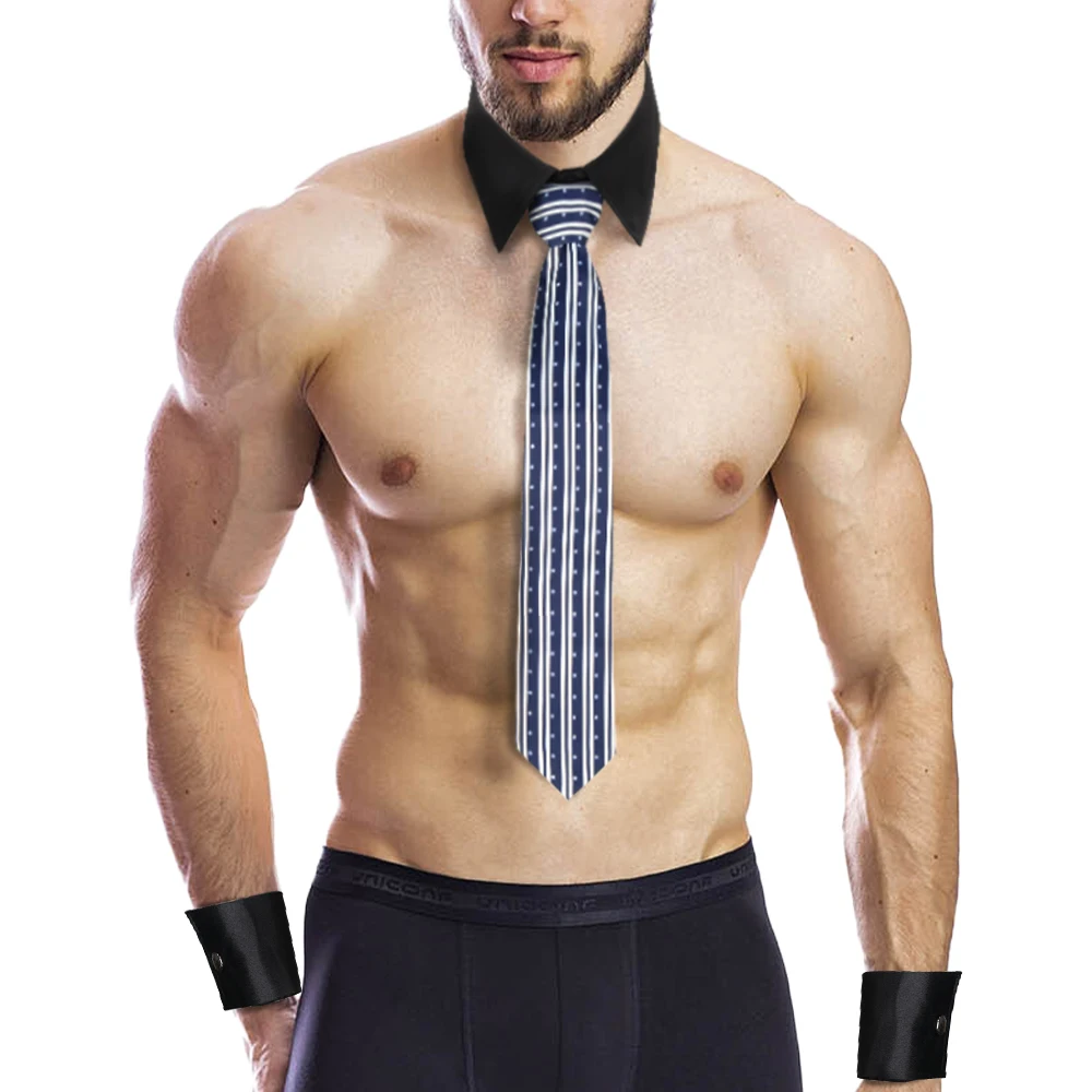 Mike Cosplay Props Mannen Night Club Stropdas Kraag Manchet Sets Sexy Mannelijke Stripper Prestaties Uniform Go-Go Jongen Halloween outfits