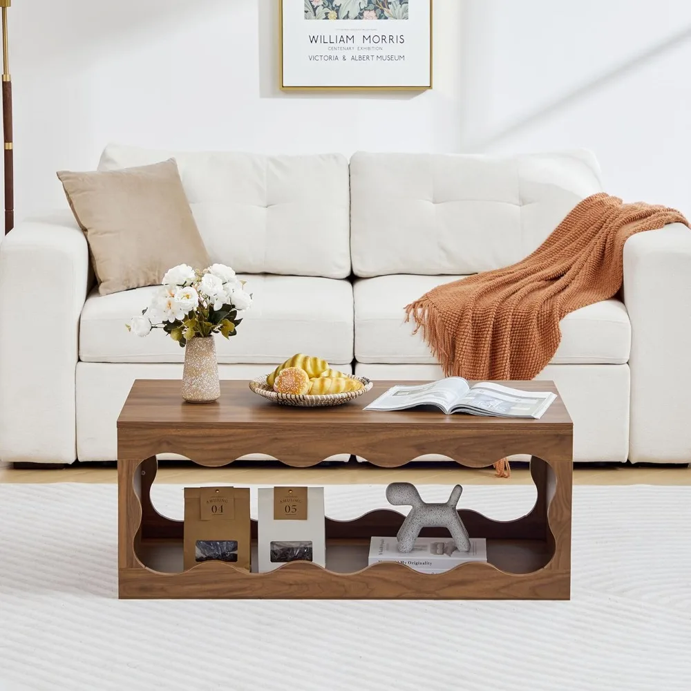 

Coffee Tables for Living Room, 39" Small Rectangle Wood Coffee Table with Storage, Modern Minimalist Center Table for Small