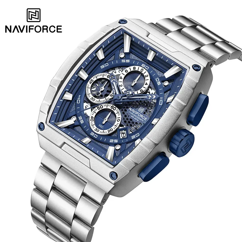 NAVIFORCE Man Watch Luxury Waterproof Stainless Steel Quartz Men's Watches Sports Auto Date Wristwatch Chronograph Simple Clocks