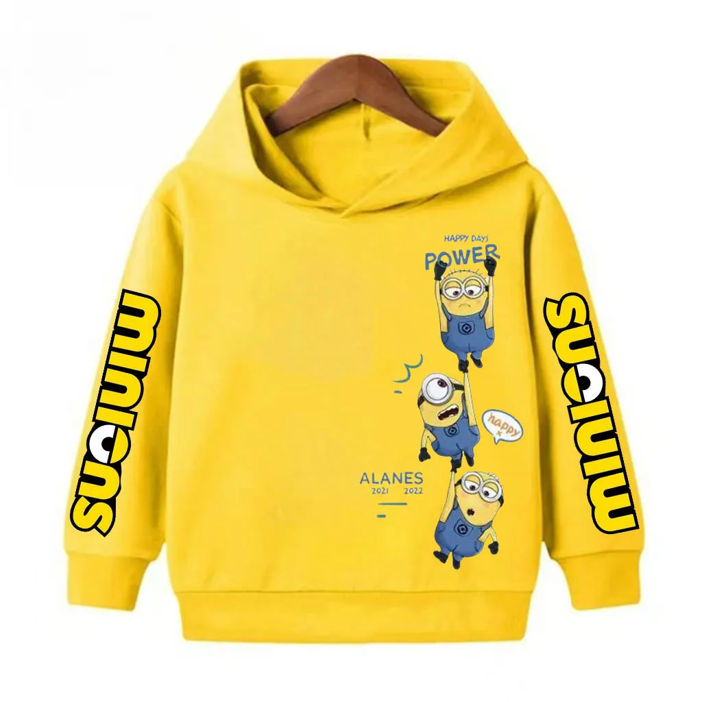 Cartoon Minions Children's Hoodies Casual Kid Clothing Lightweight Boys' Sports Shirts Autumn Winter Loose Fit Comfortable Girls