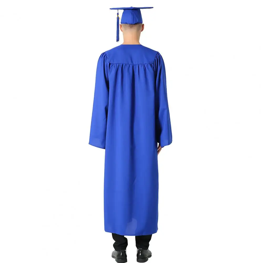 Graduation Dress Doctor Graduation Ceremony Gown 2024 Graduation Robe Cap Set with Front Zipper Tassel Unisex College Bachelor