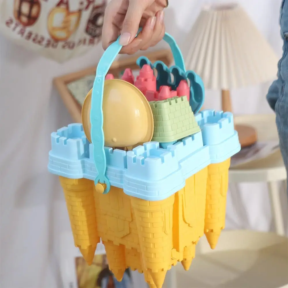 Brinquedos de verão praia areia brinquedos conjunto acessórios de praia castelo amarelo molde de areia divertido plástico castelo balde jogar areia conjunto crianças brinquedos
