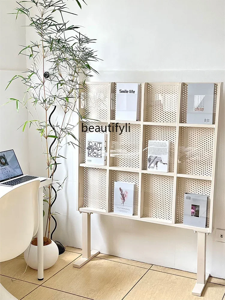 Cream Wind Books and Magazines Rack Floor-to-ceiling living room, shelf, hole board, display rack