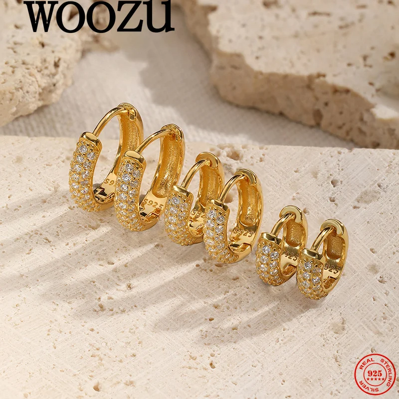 

WOOZU стерлингового серебра 925 пробы круглые серьги-кольца с цирконием для женщин вечерние универсальные 6 мм/8 мм/10 мм модные роскошные изысканные ювелирные изделия хит продаж