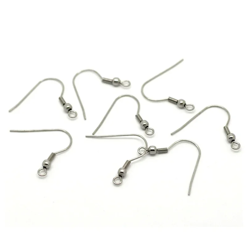 500Pcs Silver Tone Stainless Steel Earring Wire Hooks Ear Jewelry Making Charms 23x22mm