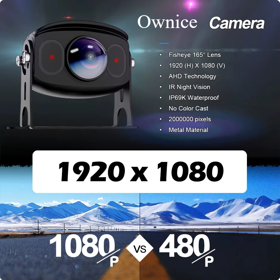 Ownice For Bus Truck P786 165° AHD 1920*1080P Car Rear View Camera Fisheye Lens IR Infrared Night Vision WDR Vehicle Camera