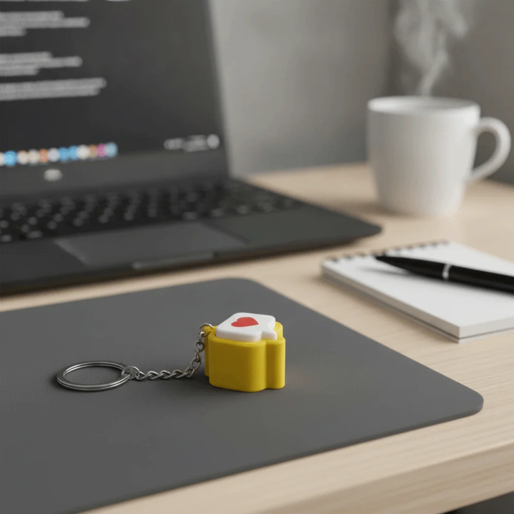 3D Printed Heart Message Fidget Clicker Keychian Yellow Stress-Relief Heart Press Button Bag Charm Plastic Keyboard Bag Pendant