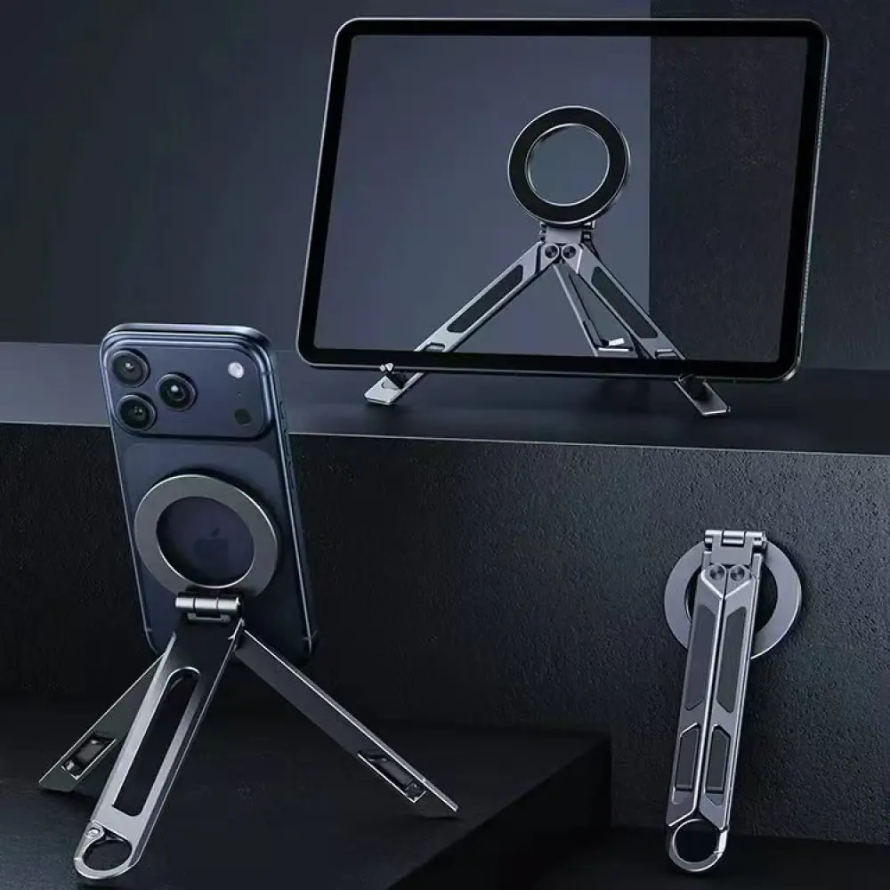Universal Magnetic Tablet Stand Aluminum Alloy Foldable Holder Desktop Tripod Anti Shake Mount For Phone Desk Accessories Dock