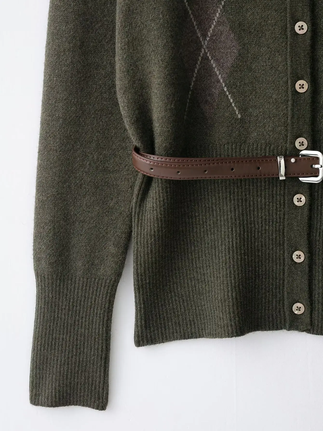 다이아몬드 패턴 니트 스웨터 플러피 소프트 니트 라운드 넥 탑 스타일리시 슬림핏 리브드 미디 스커트 투피스 스커트 세트