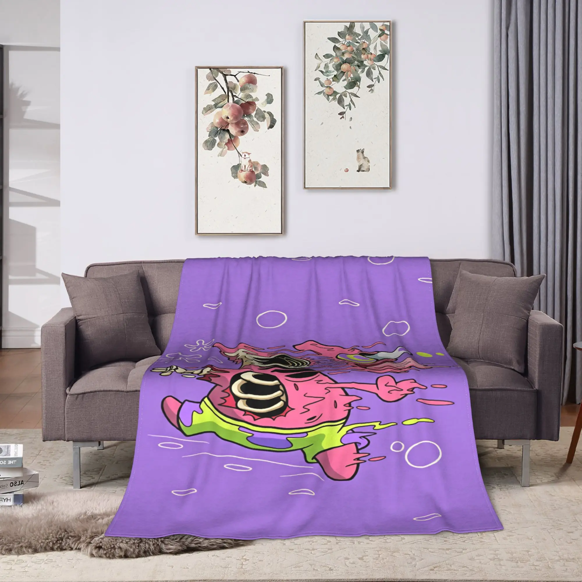 SpongeBobs Plankton  Plush Blanket Children  Flannel Bedding Throws For Outdoor Warm Soft Customized Quality Bedspread Gift