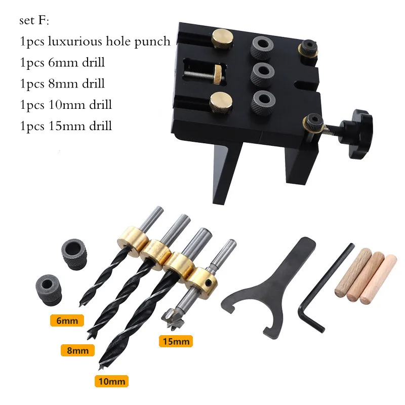 Kit de plantilla de espiga ajustable para carpintería, 3 en 1, localizador de agujeros de bolsillo, herramienta perforadora para muebles, conexión con 8/10/15mm