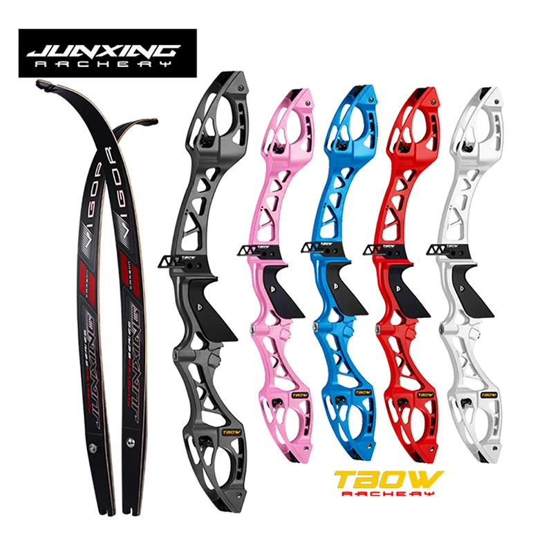 JUNXING H8 Bow 25Inch Bow Riser 20-40lbs Bow Limbs Competitive Recurve Bow Take Down Bow  for Right Hand