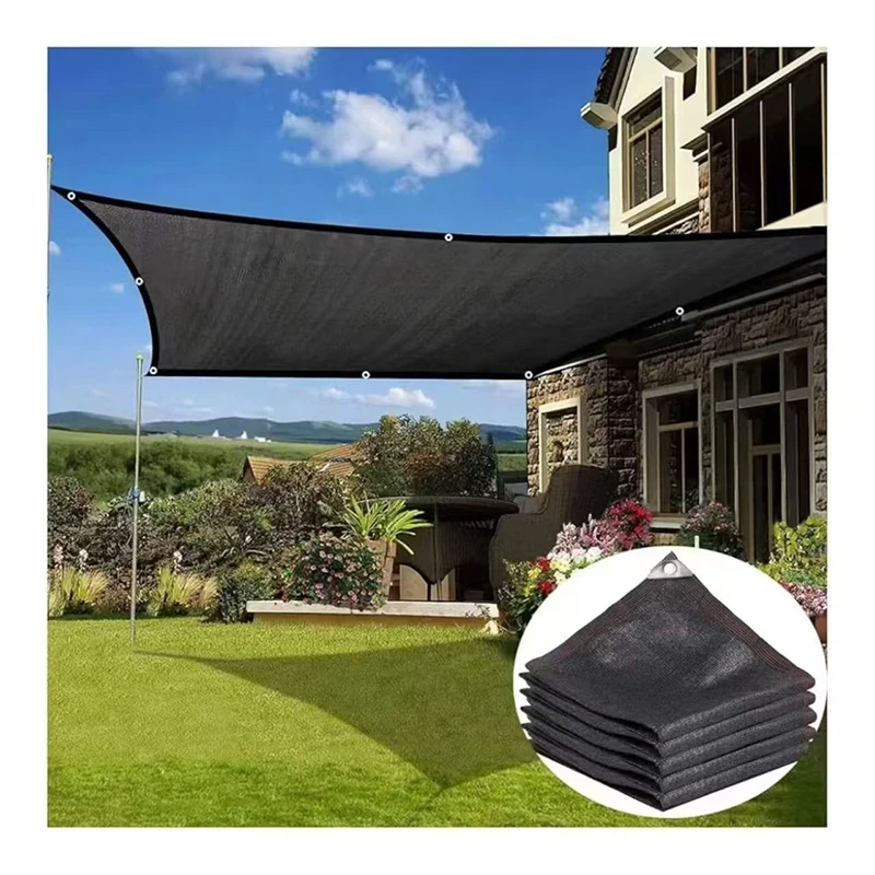 Black Shade Cloth Sunblock Mesh Cover Taped Edge With Grommets Sun Net For Plants Greenhouse Gardens Patio Sunshade Cloth