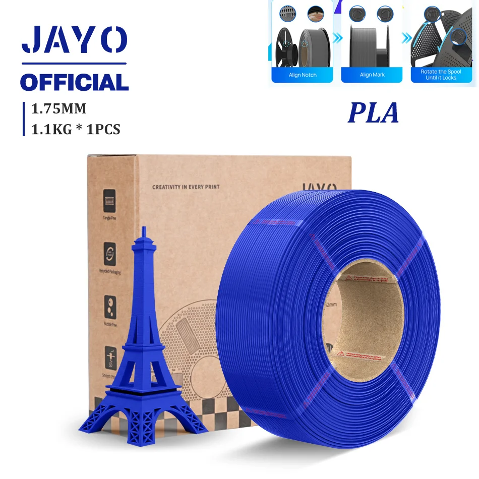 JAYO 3D-Drucker-Filament Nachfüllpack PLA/PETG/PLA+ Nachfüll-Filament 1,1 kg ohne Spule PLA-Filament für wiederverwendbare Spulen Kompatibel mit Bambu Labs