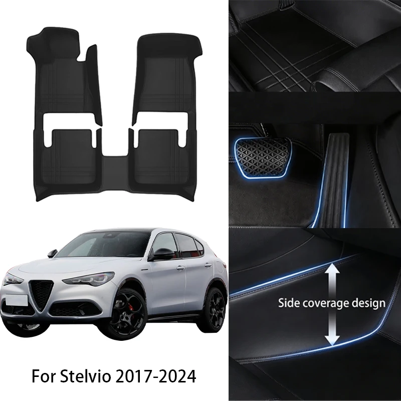 Custom Fit PU Leather Car Floor Mat For Alfa Romeo For Giulia Stelvio Tonale 2017-2025 Luxury Full Set Auto Interior Accessories