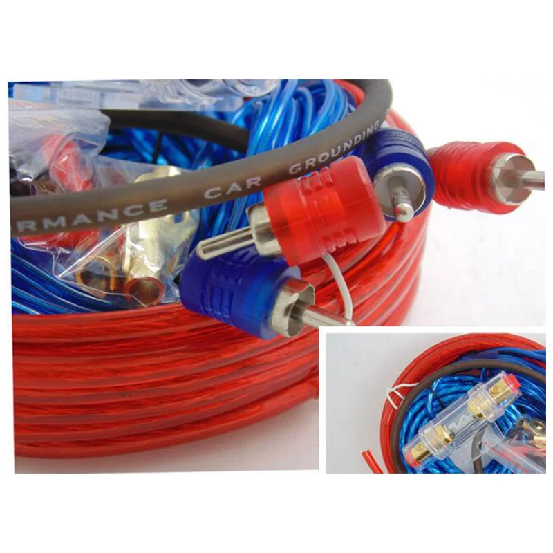4.5M Car Amplifier Wiring Harness Kit 2.5mm² Red Transparent Power Cable Pure Copper Audio Cable
