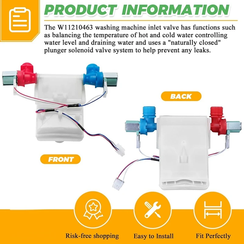 MAKE-W 11101906   ว 11210463   เครื่องซักผ้าวาล์วน้ําเข้าสําหรับ Whirlpool Amana Maytag Crosley Roper เครื่องซักผ้าแทนที่ W 10869803