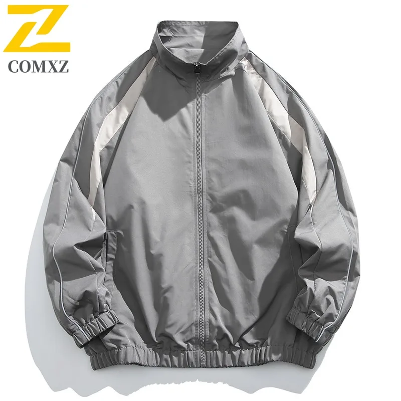 COMXZ الرجال الوقوف طوق الرياضة في الهواء الطلق سترة عادية يندبروف معطف مقاوم للماء الشارع الشهير خفيفة الوزن للمشي التخييم 2025 #4