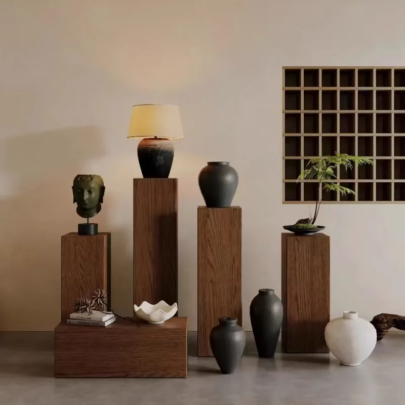 

Пирс из цельного дерева, цвет ореха, ваби, песчаный ветер, ретро, твердая древесина, цельная подставка для цветов с гравировкой корня, от пола до сили