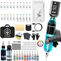 Kit de tatuaje POSEIDON V6, Kit de pluma de tatuaje para maquillaje permanente, Kit de máquina de tatuaje HM142, fuente de alimentación de tatuaje azul, Kit de tatuaje