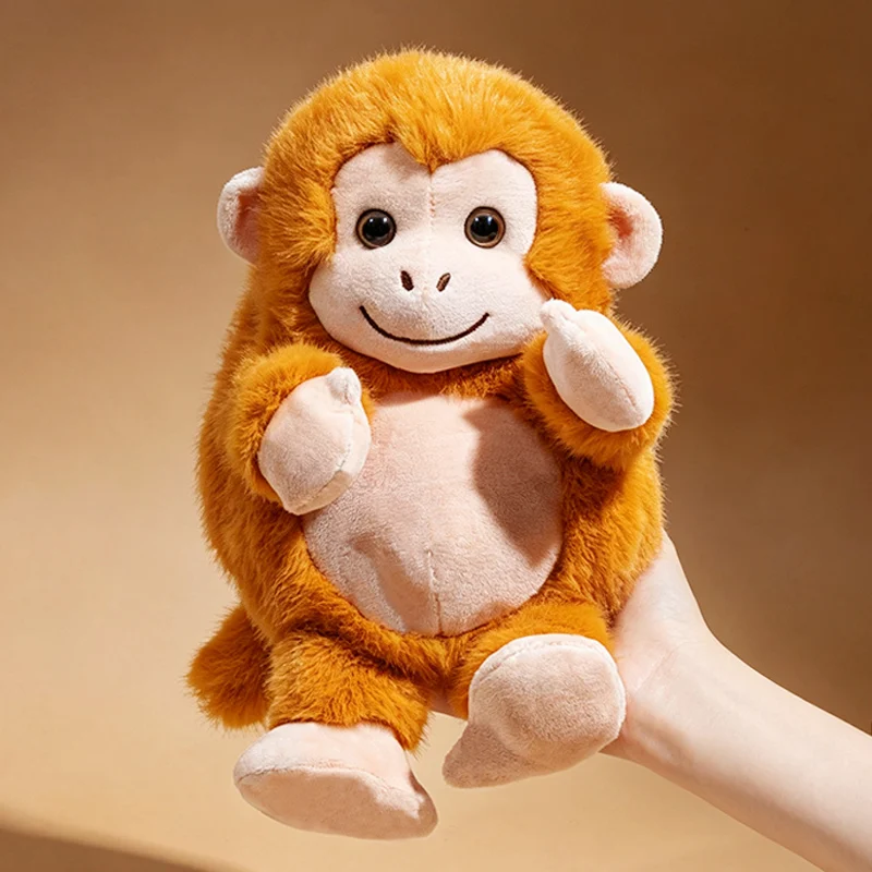 Monkey Plush Doll 18cm 25cm Orange Yellow Fur Clasped Arms Cuddly Bedroom Shelf Display Soft Toy Cozy Bedroom Shelf Display