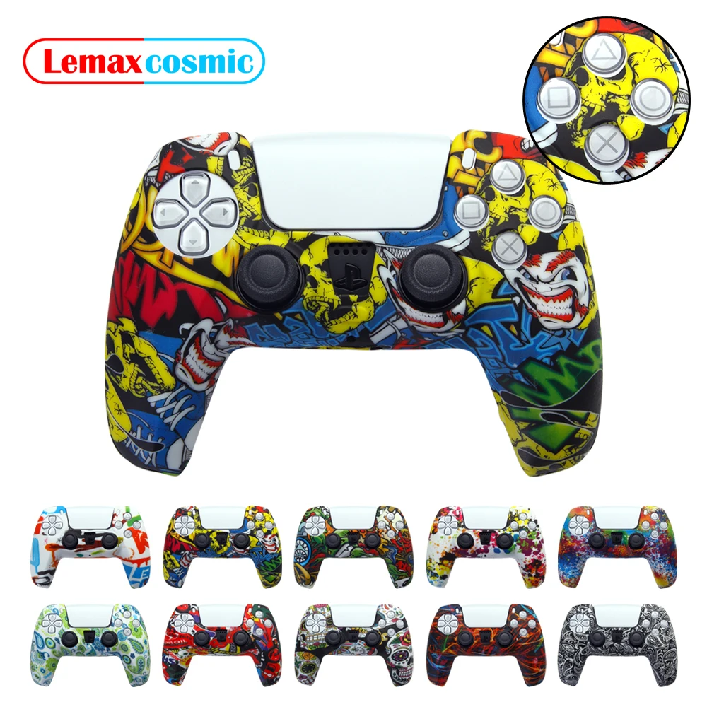 Housing Shell Case Protect Silicone Gamepad Console Watercolor Joystick Cover Soft  Skin For Sony Playstation 5 PS5