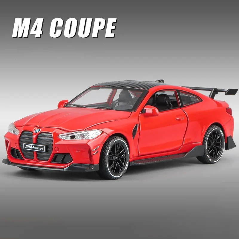 1:32 BMW M4 Coupe IM Supercar Model Samochodu Ze Stopu Metalu z Napędem Pull Back, Dźwiękiem i Światłem, Prezent dla Dzieci, Kolekcja, Model Samochodu Odlewany Ciśnieniowo, Samochód Ze Stopu Metalu Mo