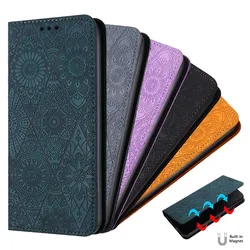 Retro Magnetic Leather Case For Xiaomi Mi 11 12 Lite 12T POCO X3 NFC X4 X5 Pro 5G M3 Wallet Flip Stand Phone Book Cover Flower