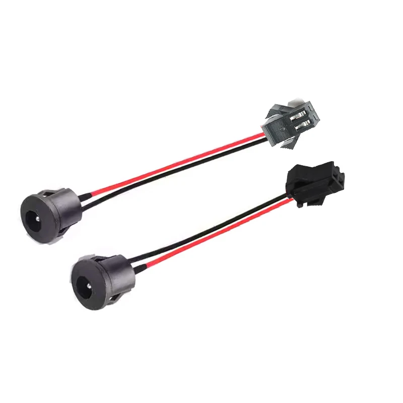 20PCS 12mm installation holes, DC power socket DC-022K, snap-on type, DC power socket, 5.5*2.1, 5.5X2.5, with 20CM terminal wire