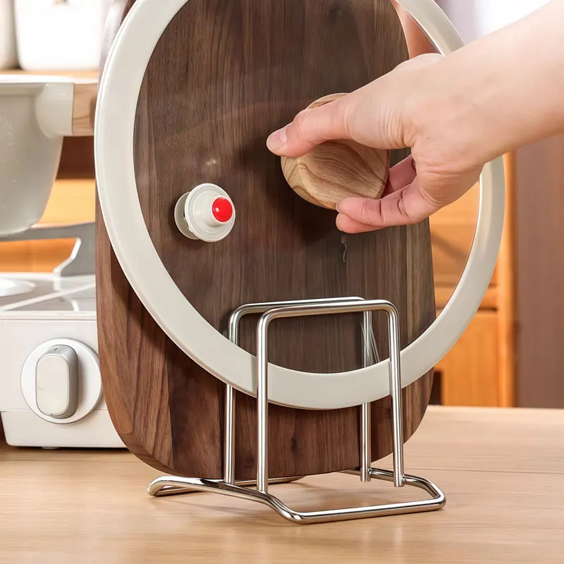 Stainless Steel Pot Lid Cutting Board Bracket Save Space Use